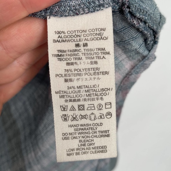 Free People Cutie Plaid Button Down Shirt Blue/Pink #796 - Picture 7 of 9